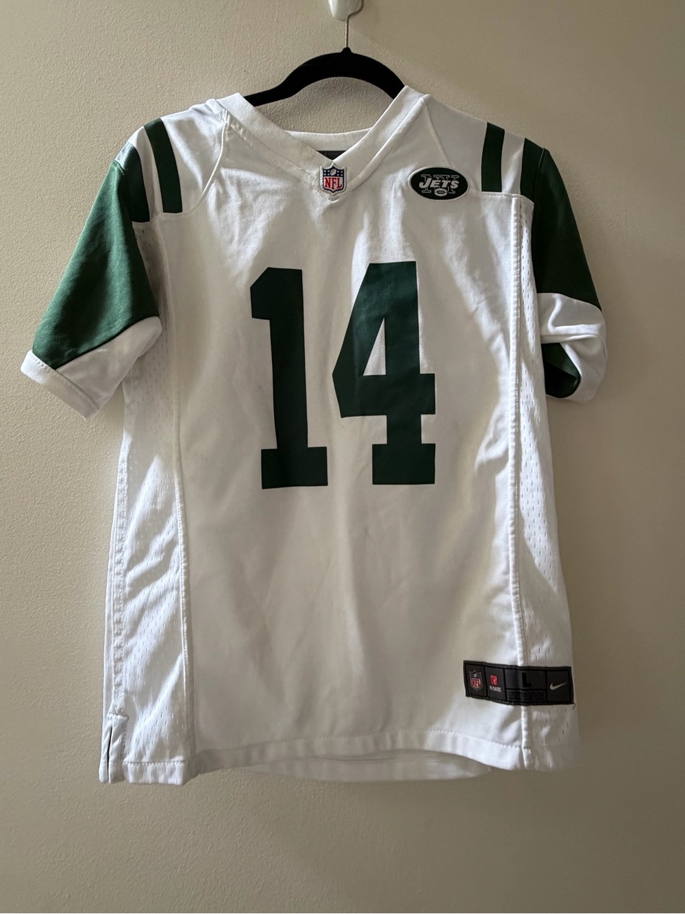 NFL White Jersey with Black Patch and Silver Nike Swoosh #14